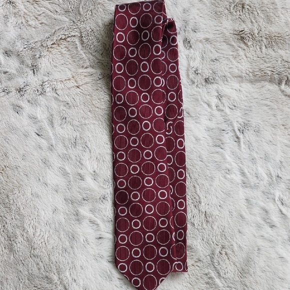 Saks Fifth Avenue Other - BLACK Saks Fifth Avenue Maroon Tie with White Circle Pattern